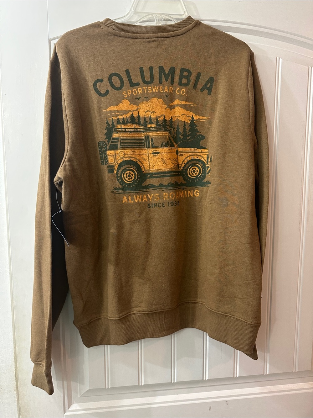 Columbia Men’s Brown Crewneck Sweatshirt with Yellow & Green Graphic